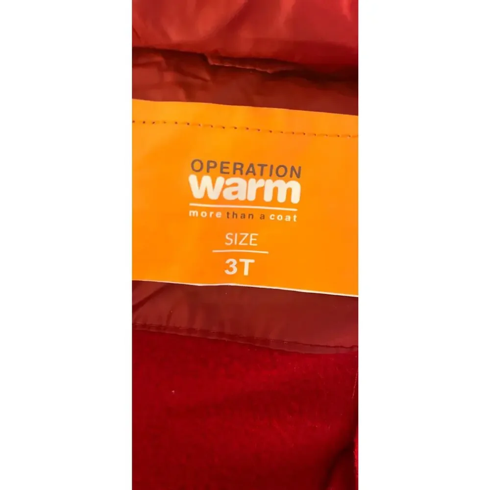 Operation Warm Removable Hooded Coat Black & Red Size 3T